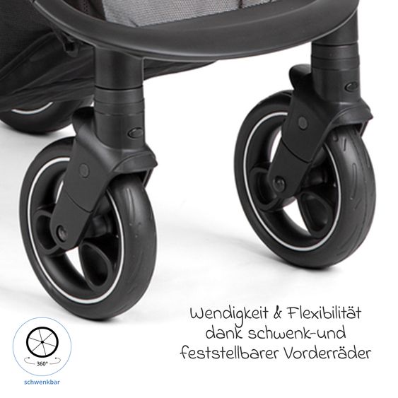 joie Buggy & pushchair Litetrax incl. footmuff - load capacity up to 22 kg with push bar storage compartment & rain cover - Pebble