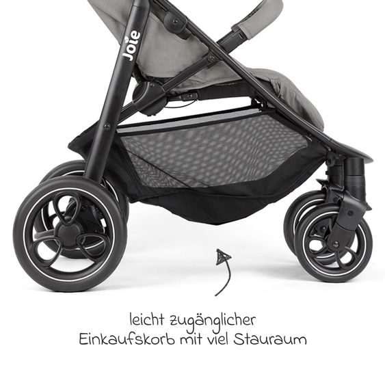 joie Buggy & pushchair Litetrax incl. footmuff - load capacity up to 22 kg with push bar storage compartment & rain cover - Pebble