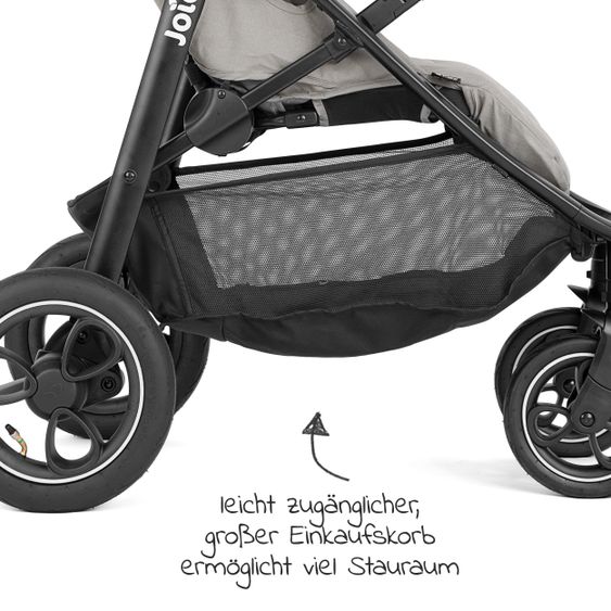 joie Buggy & pushchair Litetrax Pro Air up to 22 kg load capacity with pneumatic tires, pusher storage compartment incl. insect screen & rain cover - Pebble