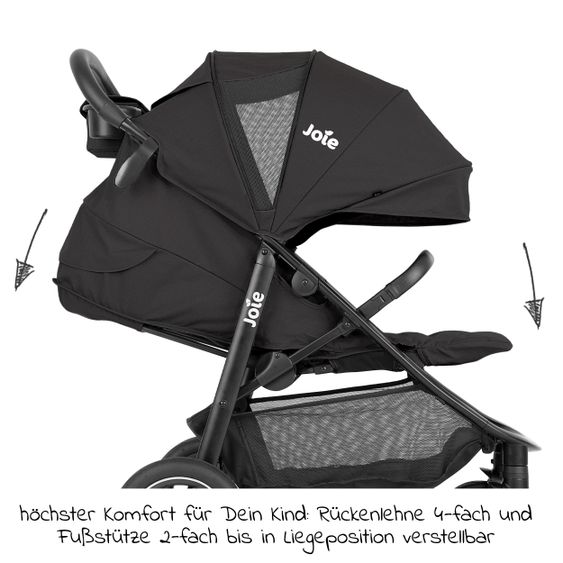 joie Buggy & Sportwagen Litetrax Pro Air bis 22 kg belastbar mit Luftreifen, Schieber-Ablagefach inkl. Insektenschutz & Regenschutz - Shale