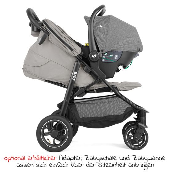 joie Buggy & Sportwagen Litetrax Pro Air bis 22 kg belastbar mit Luftreifen, Schieber-Ablagefach & Regenschutz - Pebble