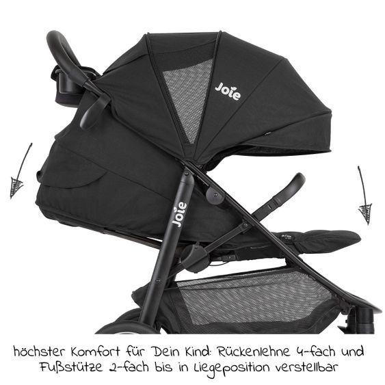 joie Buggy & Sportwagen Litetrax Pro bis 22 kg belastbar mit Schieber-Ablagefach inkl. Insektenschutz & Regenschutz - Shale