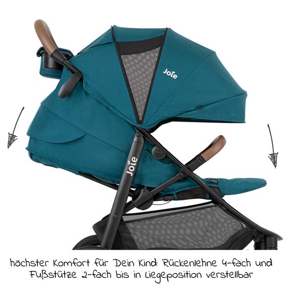 joie Buggy & Sportwagen Litetrax Pro bis 22 kg belastbar mit Schieber-Ablagefach & Regenschutz - Peacock