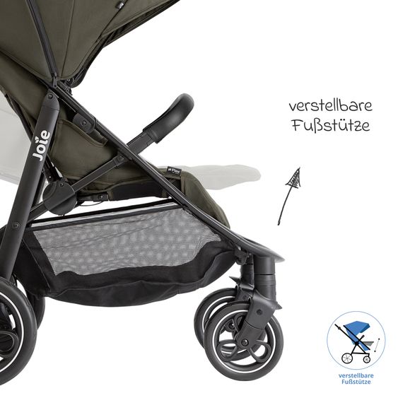 joie Buggy & stroller Litetrax Pro up to 22 kg load capacity with handlebar storage compartment & rain cover - Sage