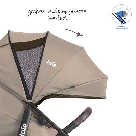 joie Buggy & stroller Litetrax Pro up to 22 kg load capacity with handlebar storage compartment & rain cover - Toffee