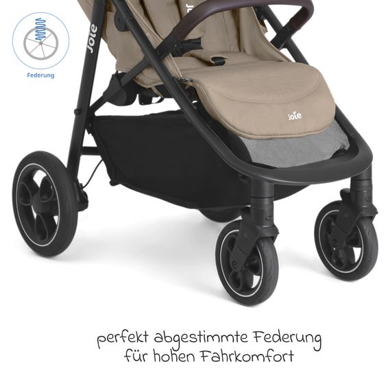 joie Buggy & stroller Litetrax Pro up to 22 kg load capacity with handlebar storage compartment & rain cover - Toffee