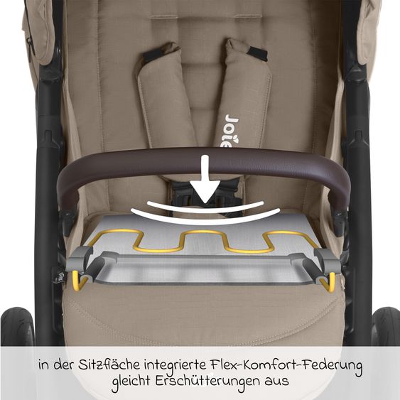 joie Buggy & stroller Litetrax Pro up to 22 kg load capacity with handlebar storage compartment & rain cover - Toffee