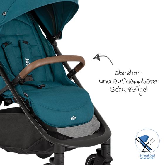 joie Buggy & Poussette Sportive Litetrax Pro Incl. Sac De Pied - Jusqu’à 22 Kg Charge Avec Rangement Poignée & Protection Pluie - Paon