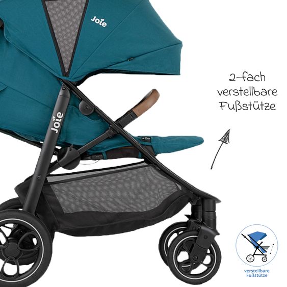 joie Buggy & Poussette Sportive Litetrax Pro Incl. Sac De Pied - Jusqu’à 22 Kg Charge Avec Rangement Poignée & Protection Pluie - Paon
