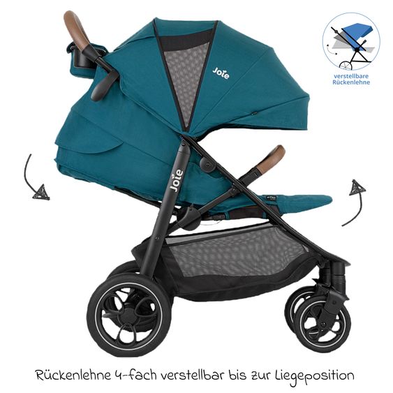 joie Buggy & Poussette Sportive Litetrax Pro Incl. Sac De Pied - Jusqu’à 22 Kg Charge Avec Rangement Poignée & Protection Pluie - Paon