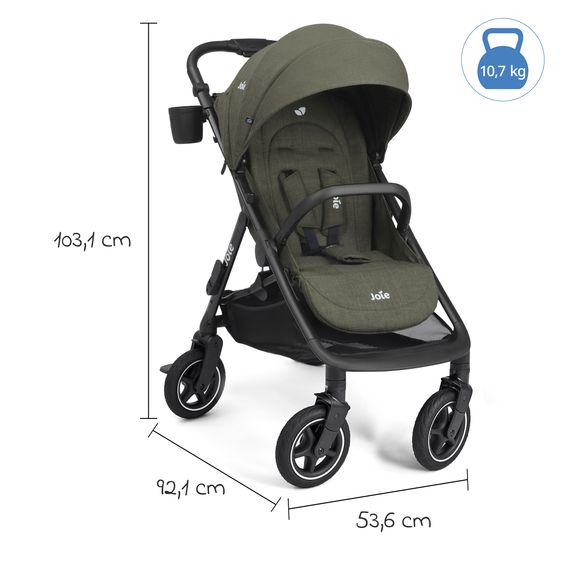 joie Buggy & Sportwagen Mydrift bis 22 kg belastbar mit Drift-Funktion, Knickschieber, Getränkehalter & Regenschutz - Fern
