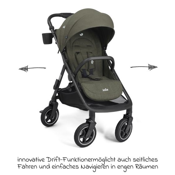 joie Buggy & Sportwagen Mydrift bis 22 kg belastbar mit Drift-Funktion, Knickschieber, Getränkehalter & Regenschutz - Fern