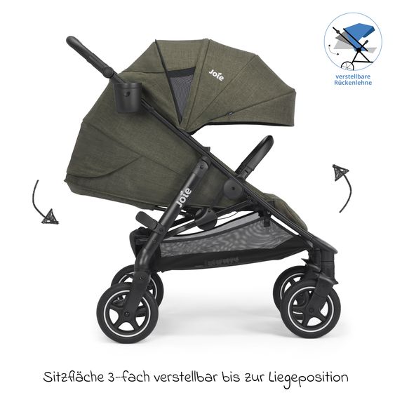 joie Buggy & Sportwagen Mydrift bis 22 kg belastbar mit Drift-Funktion, Knickschieber, Getränkehalter & Regenschutz - Fern