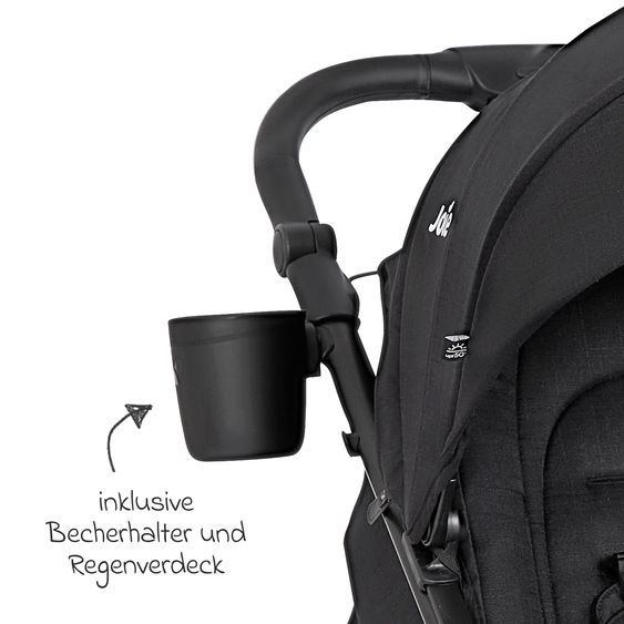 joie Buggy & Sportwagen Mydrift bis 22 kg belastbar mit Drift-Funktion, Knickschieber, Getränkehalter & Regenschutz - Raven