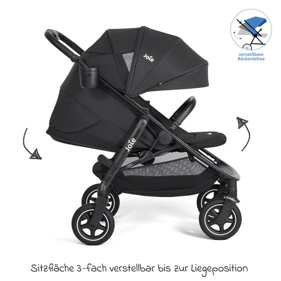 joie Buggy & Sportwagen Mydrift bis 22 kg belastbar mit Drift-Funktion, Knickschieber, Getränkehalter & Regenschutz - Raven