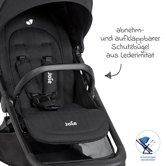 joie Buggy & Sportwagen Mydrift bis 22 kg belastbar mit Drift-Funktion, Knickschieber, Getränkehalter & Regenschutz - Raven