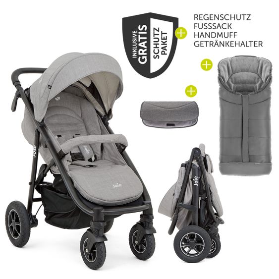 joie Buggy & Sportwagen Mytrax Flex bis 22 kg belastbar-mit Komfort-Federung, Regenschutz, Fußsack & Handmuff - Gray Flannel