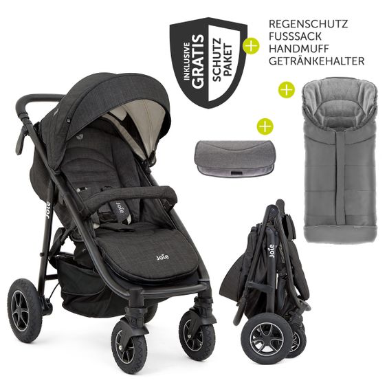 joie Buggy & Sportwagen Mytrax Flex bis 22 kg belastbar-mit Komfort-Federung, Regenschutz, Fußsack & Handmuff - Pavement