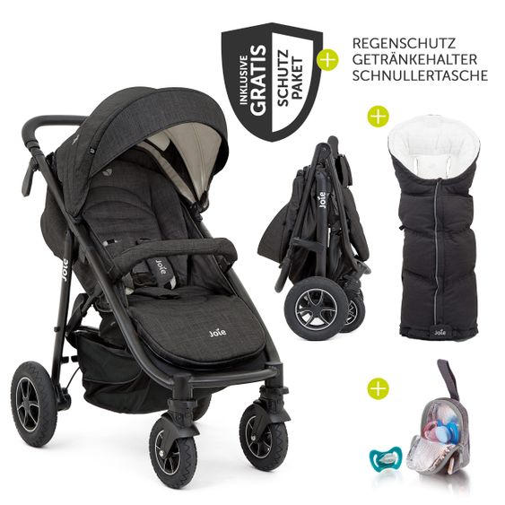 joie Buggy & Sportwagen Mytrax Flex mit Komfort-Federung,Fußsack Therma bis 22 kg belastbar & XXL Zubehörpaket - Pavement