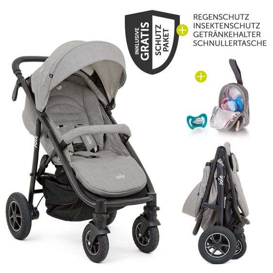 joie Buggy & stroller Mytrax Flex with comfort suspension, cup holder up to 22 kg loadable & XXL accessories package - Gray Flannel