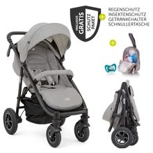 Passeggino e carrozzina Mytrax Flex con sospensioni comfort, portabicchieri fino a 22 kg di capacità di carico e pacchetto accessori XXL - Grigio Flanella