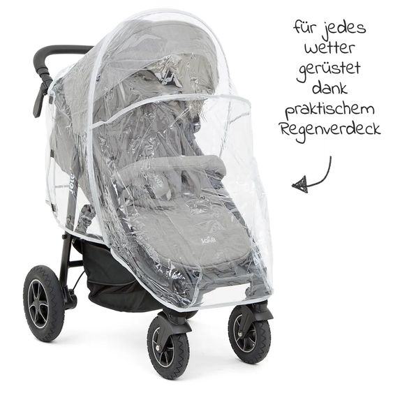 joie Buggy & Sportwagen Mytrax mit Luftreifen, Getränkehalter, Regenschutz, Fußsack & Handmuff - Gray Flannel