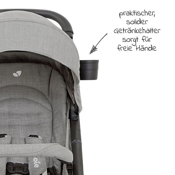 joie Buggy & Sportwagen Mytrax mit Luftreifen, Getränkehalter, Regenschutz, Fußsack & Handmuff - Gray Flannel