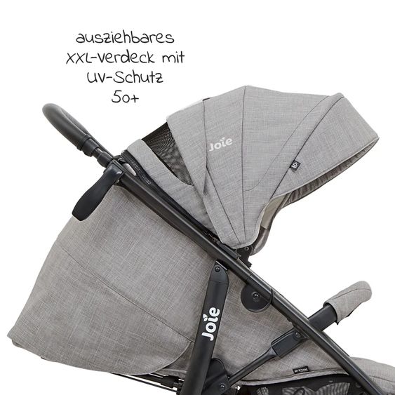 joie Buggy & Sportwagen Mytrax mit Luftreifen, Getränkehalter, Regenschutz, Fußsack & Handmuff - Gray Flannel