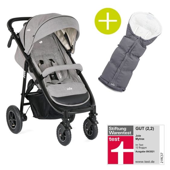joie Buggy & Sportwagen Mytrax mit Luftreifen, Getränkehalter, Regenschutz inkl. Fußsack Therma - Gray Flannel