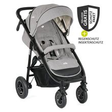 Buggy & Stroller Mytrax with pneumatic tires, cup holder, rain cover & insect screen - Gray Flannel