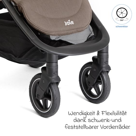 joie Buggy & stroller Mytrax Pro up to 22 kg load capacity with telescopic pushbar, cupholder incl. insect and rain cover - Mushroom