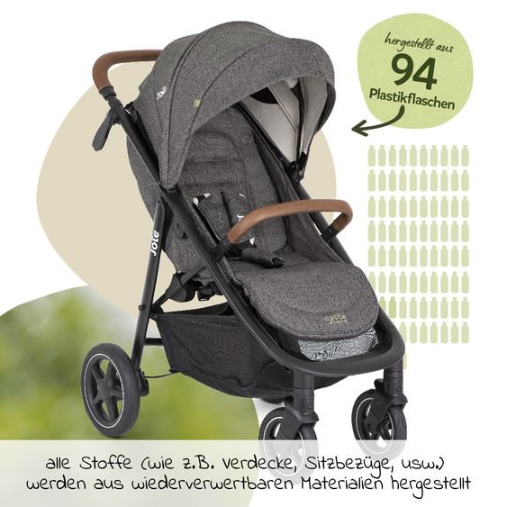 joie Buggy & pushchair Mytrax Pro up to 22 kg load capacity with telescopic push bar, cup holder & rain cover - Cycle Collection - Shell Gray