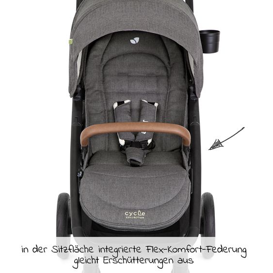 joie Buggy & pushchair Mytrax Pro up to 22 kg load capacity with telescopic push bar, cup holder & rain cover - Cycle Collection - Shell Gray