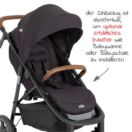 joie Buggy & pushchair Mytrax Pro up to 22 kg load capacity with telescopic push bar, cup holder & rain cover - Shale