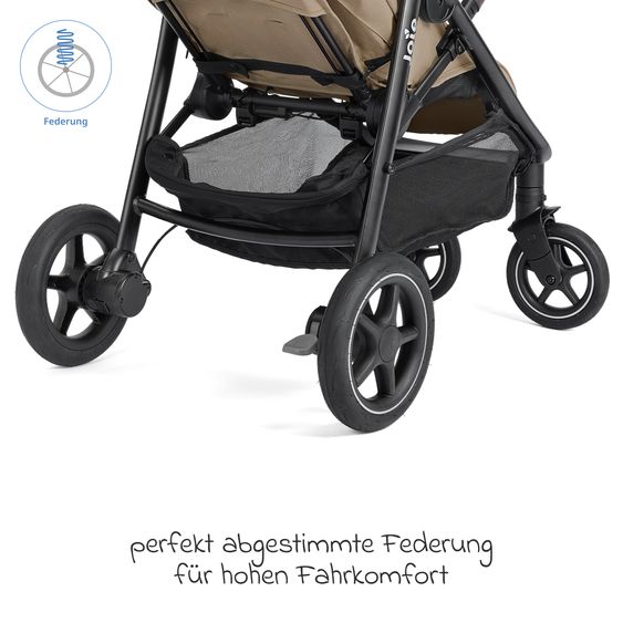 joie Buggy & Sportwagen Mytrax Pro bis 22 kg belastbar mit Teleskopschieber, Getränkehalter & Regenschutz - Toffee