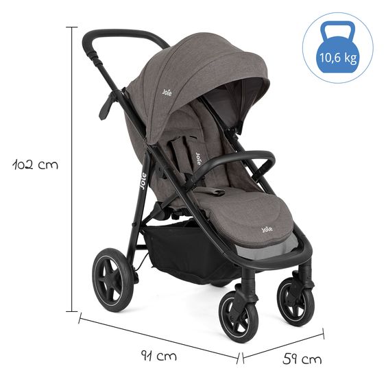 joie Buggy & pushchair Mytrax Pro incl. footmuff - up to 22 kg load capacity with telescopic push bar, cup holder & rain cover - Thunder