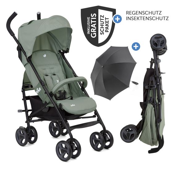 joie Buggy & Sport Stroller Nitro LX only 7.7 kg - ideal for travel incl. sunshade, rain cover & insect protection - Laurel