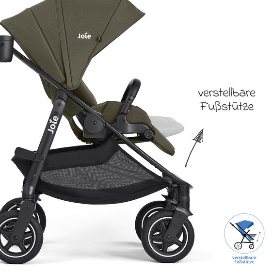 joie Buggy & Sportwagen Versadrift bis 22 kg belastbar mit Drift-Funktion, Knickschieber, umsetzbarer Sportsitz, Adapter, Getränkehalter & Regenschutz - Fern