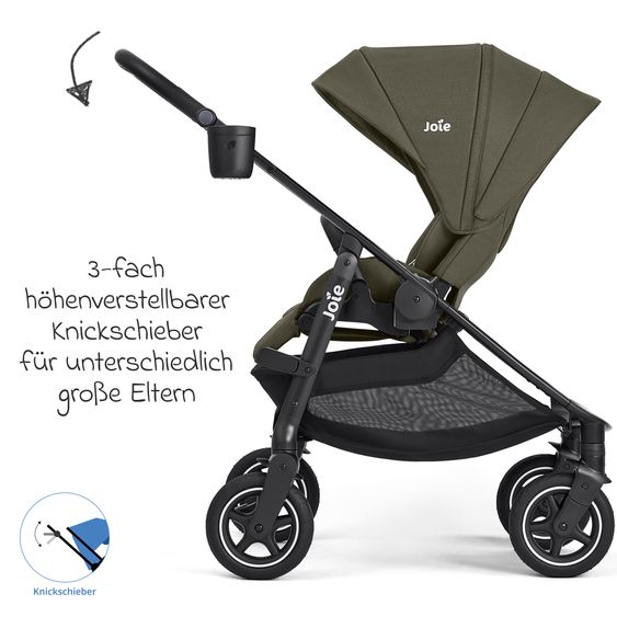 joie Buggy & Sportwagen Versadrift bis 22 kg belastbar mit Drift-Funktion, Knickschieber, umsetzbarer Sportsitz, Adapter, Getränkehalter & Regenschutz - Fern
