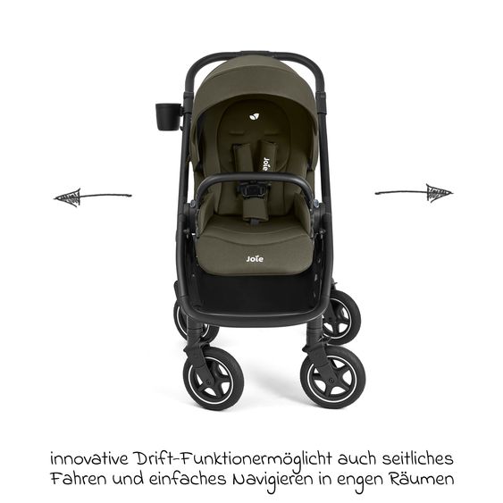 joie Buggy & Sportwagen Versadrift bis 22 kg belastbar mit Drift-Funktion, Knickschieber, umsetzbarer Sportsitz, Adapter, Getränkehalter & Regenschutz - Fern