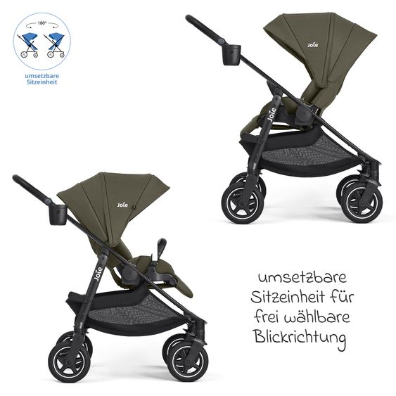 joie Buggy & Sportwagen Versadrift bis 22 kg belastbar mit Drift-Funktion, Knickschieber, umsetzbarer Sportsitz, Adapter, Getränkehalter & Regenschutz - Fern