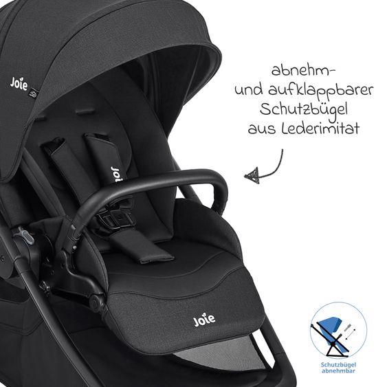 joie Buggy & Sportwagen Versadrift bis 22 kg belastbar mit Drift-Funktion, Knickschieber, umsetzbarer Sportsitz, Adapter, Getränkehalter & Regenschutz - Raven