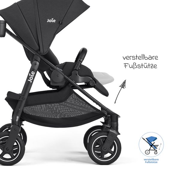 joie Buggy & Sportwagen Versadrift bis 22 kg belastbar mit Drift-Funktion, Knickschieber, umsetzbarer Sportsitz, Adapter, Getränkehalter & Regenschutz - Raven