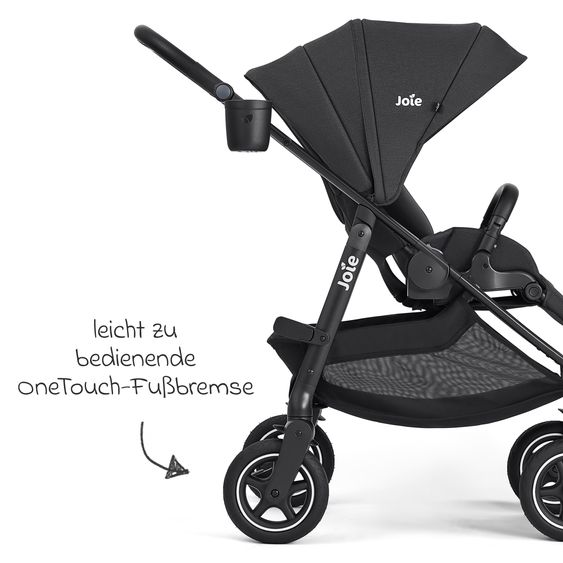 joie Buggy & Sportwagen Versadrift bis 22 kg belastbar mit Drift-Funktion, Knickschieber, umsetzbarer Sportsitz, Adapter, Getränkehalter & Regenschutz - Raven