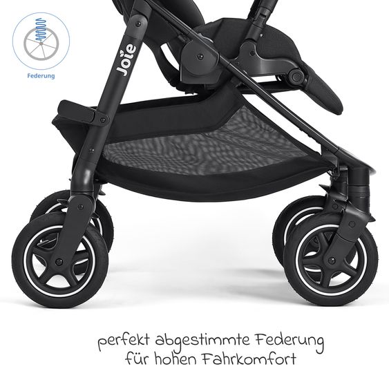 joie Buggy & Sportwagen Versadrift bis 22 kg belastbar mit Drift-Funktion, Knickschieber, umsetzbarer Sportsitz, Adapter, Getränkehalter & Regenschutz - Raven