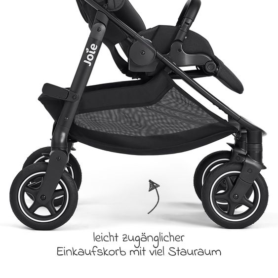 joie Buggy & Sportwagen Versadrift bis 22 kg belastbar mit Drift-Funktion, Knickschieber, umsetzbarer Sportsitz, Adapter, Getränkehalter & Regenschutz - Raven