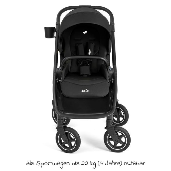 joie Buggy & Sportwagen Versadrift bis 22 kg belastbar mit Drift-Funktion, Knickschieber, umsetzbarer Sportsitz, Adapter, Getränkehalter & Regenschutz - Raven