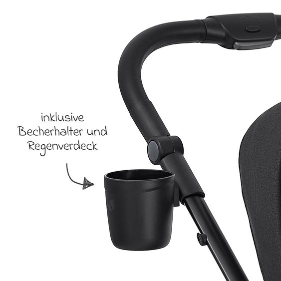 joie Buggy & Sportwagen Versadrift bis 22 kg belastbar mit Drift-Funktion, Knickschieber, umsetzbarer Sportsitz, Adapter, Getränkehalter & Regenschutz - Raven