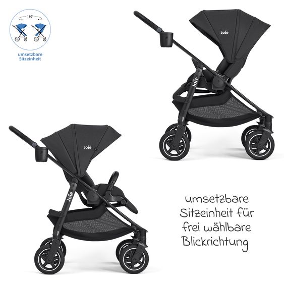 joie Buggy & Sportwagen Versadrift bis 22 kg belastbar mit Drift-Funktion, Knickschieber, umsetzbarer Sportsitz, Adapter, Getränkehalter & Regenschutz - Raven