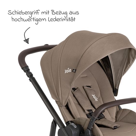 joie Poussette & Sportwagen Versatrax - Jusqu’à 22 Kg Résistant avec Poignée Télescopique, Siège Réversible, Adaptateur & Protection Contre La Pluie - Noix de Cajou